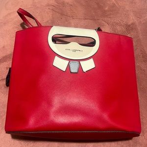 Karl Lagerfeld Red Bucket Handbag